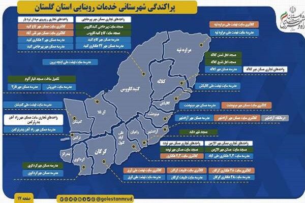 اطلاع نگاشت | پراکندگی شهرستانی خدمات روبنایی  استان گلستان