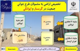 اطلاع نگاشت| تخصیص اراضی به مشمولان جوانی جمعیت در گرمسار و ایوانکی استان سمنان